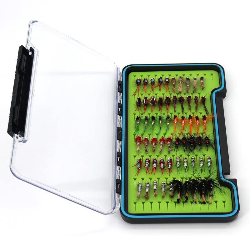 FAISOX Fly Fishing Flies Assortment Kit Dry Wet Nyphms Tenkara Popper Streamer Woolly Bugger for Trout Bass Salmon Steelhead with Fly Box - Image 2